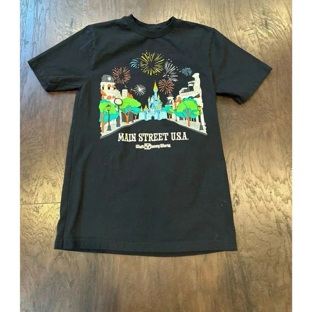 Walt Disney World‎ Shirt Adult Small Black Main Street USA Mickey Mouse Parks